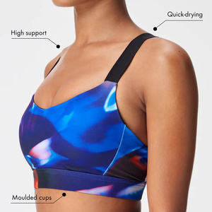 บราออกกำลังกายเล่นกีฬาระบายอากาศได้ดีของผู้หญิงบราโยคะออกกำลังกายในยิมสไตล์เรียบง่ายพิมพ์ลายซับลิเมชัน - Product Image 4