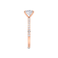 Bague de fiançailles pavée en diamant taille princesse cultivé en laboratoire certifié IGI en or jaune/blanc et or rose 9 carats