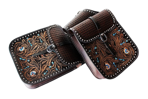 Bolsas de sillín de salto ecuestre de cuero genuino de alta calidad, ropa de equitación occidental mecanizada a mano para caballos - Product Image 2