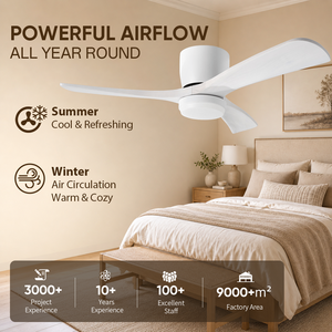 Ventilador de Techo Moderno de 42 Pulgadas con Luz y Control Remoto, en Stock en EE. UU., Ventilador de Techo de Perfil Bajo con Montaje Empotrado en Madera Sólida - Product Image 2