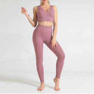 Soutiens-gorge deux pièces à motif uni, leggings grande taille, vêtements de sport du meilleur fournisseur pour femmes, design tendance, marque privée respirante - Product Image 2