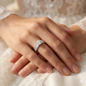 Bague de fiançailles en diamant pour femme, or blanc 18 carats, véritable diamant, bague de mariage, style classique - Product Image 2