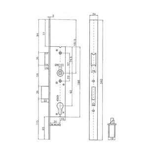 Cerradura de embutir tubular PZW 24/30/92/10mm DIN de acero inoxidable con cerrojo de 22mm y recorrido de 340mm, producto para hogar inteligente, entrada izquierda/derecha - Product Image 3