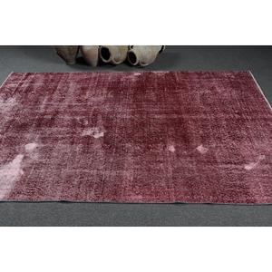 พรมวินเทจขนาดใหญ่ 5x8.4 ฟุต พรมตุรกี พรมลายสัตว์สีแดง - Product Image 3