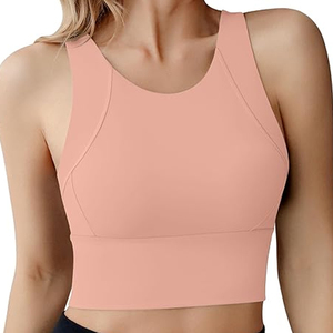 Custom Women's Fitness Bras Workout Crop Tank Tops Quick Dry Built in Bra Athletic Longline <b>Padded</b> Yoga Shirts Gym Fitness Bra - Product Image 5