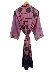 Wrap <b>Dress</b> Indian Tunic Sari Robe Bridal Gown Maternity Gown Gift Robe Beach Party Wear Indian Printed Silk Sari Kimono, - Product Image 5