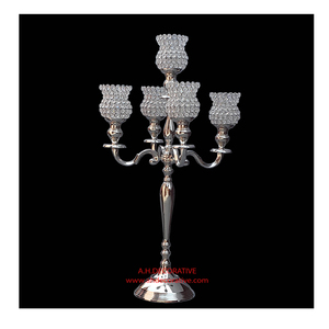 Wedding Decorative 5 Arms Candelabra with Crystal Votive <b>Large</b> Candelabras for Entryway & Floor Standing Handmade Votive Holder - Product Image 5