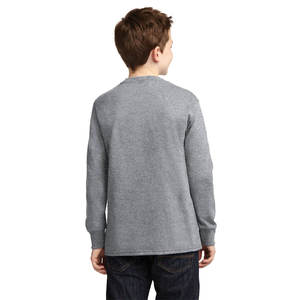 T-shirt à manches longues décontracté pour jeunes gris chiné 100% coton T-shirt à manches longues confortable - Product Image 2