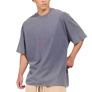 เสื้อยืดคอกลมปักลายขนาดใหญ่พิเศษสำหรับผู้ชาย ผ้าฝ้าย 100% สไตล์วินเทจ ระบายอากาศได้ดี รับผลิตแบบ OEM - Product Image 5