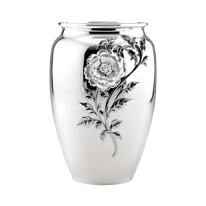 Decoración moderna de lujo para el hogar, jarrón de acero inoxidable adornado Floral plateado brillante con patrones de hojas, macetas de diseño curvo - Product Image 6