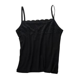Women Basic Layer Sleeveless for <b>Tank</b> <b>Top</b> Floral Lace Splicing Chest Slim Camisole Stretchy <b>Spaghetti</b> <b>Strap</b> Solid - Product Image 2