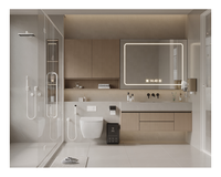 Meuble de salle de bain mural moderne en mélamine de luxe avec effet marbre suspendu, style ardoise, pour rangement et vasque