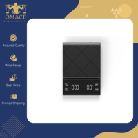 Báscula Digital Inteligente para Cocina y Café HOFFEN Negra con LED Blanco, Capacidad de 3 kg, Precisión de 0.1 g, Portátil, con Temporizador y Tapete Antideslizante