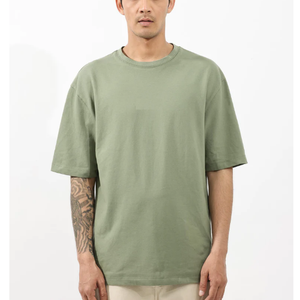 เสื้อยืดผ้าคอตตอนขนาดใหญ่ผ้า GSM พิมพ์ไหล่ทรงหลวมโลโก้ได้ตามต้องการ - Product Image 1