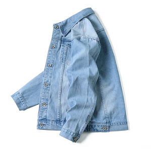 Veste à la mode à manches longues pour hommes, vestes en jean décontractées de couleur unie et de style urbain, coupe ajustée pour hommes - Product Image 4