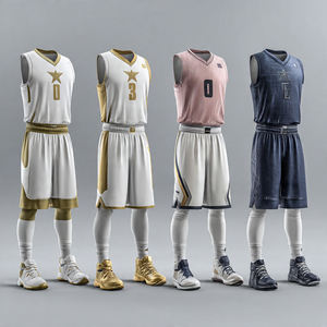 OEM Printed Football <b>Basketball</b> Uniform Training <b>Basketball</b> Jersey <b>Shorts</b> Unisex V-Neck Sleeveless <b>Basketball</b> Uniforms <b>Men</b> - Product Image 4