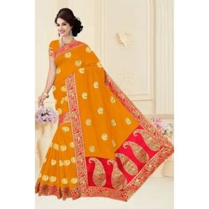 Hermosos saris de seda con bordado Colección de Sari indio tradicional Tela ligera con trabajo intrincado para ropa nupcial - Product Image 1
