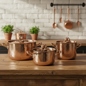 Ensemble de casseroles en acier inoxydable poli de qualité supérieure, martelé à la main, respectueux de l'environnement, design européen pour la maison, l'hôtel, le restaurant - Product Image 2