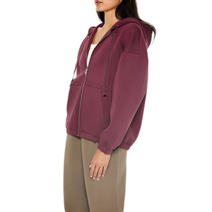 Sweat-shirt à capuche pour femme, vêtements de sport d'hiver, uni, manches longues, cordon de serrage, poche zippée brodée, streetwear personnalisé sur le devant - Product Image 2