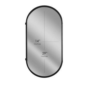 Black <b>Metal</b> <b>Framed</b> Oval Vanity and Bathroom Wall Mirror with Shelves Best Selling Price Bulk Supplies for Wall Mirror Decor - Product Image 4