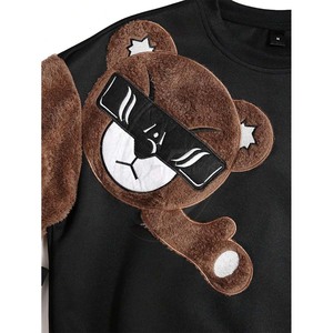 เสื้อสเวตเตอร์ระบายอากาศแขนยาวลายหมีเสื้อสวมหัวโอเวอร์ไซส์เปิดไหล่ตก - Product Image 5