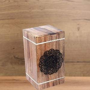 Handcrafted Classic Small Wooden Urn Box Pets Elegant Rectangle Cremation Memorial <b>Keepsake</b> Durable Eco-Friendly Brass Inlay - Product Image 5