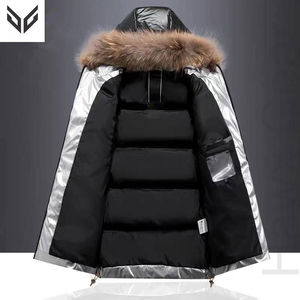 2024 nouvelle mode confortable hommes veste rembourrée couleur unie toile haute rue Style pour l'hiver - Product Image 2