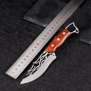 Couteau de chasse à lame fixe de haute qualité, personnalisé ODM/OEM, à bord tranchant, manche en bois pleine longueur, pointe tombante, pour camping et activités de plein air - Product Image 3