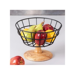 Top Seller <b>Mesh</b> Design Black Powder Coated Metal Decorative Fruits Basket Home and <b>Garden</b> Iron Wire Food Containing Basket - Product Image 3