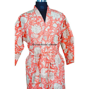 Chaqueta Kimono Kantha con patrón floral hecho a mano indio con lazo ajustable ajuste personalizable transpirable para la temporada de invierno - Product Image 6