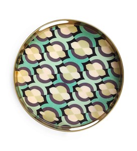 Customized Printed Metal Gold <b>Round</b> <b>Tray</b> For Serving Wedding Hotel Home Use From India - Product Image 2