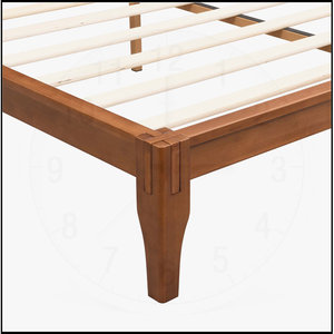 Cadre de lit à plate-forme en bois de bambou du milieu du siècle avec assemblage facile en acajou durable aucune caractéristique de stockage de ressort de boîte nécessaire - Product Image 3