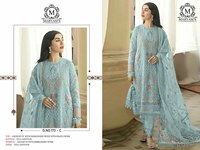 Salwar Kameez pakistanais de qualité supérieure, trois pièces, en soie Georgette, modal, viscose, brodé, non cousu, pour femmes, pour l'hiver, pour mariées, fantaisie