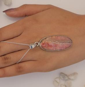 925 plata esterlina hecha a mano piedra preciosa Rhodo Chrosite Spinner colgante 925 sólido estampado diseñador boda regalo tendencia joyería - Product Image 2