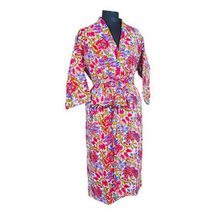 Robe longue pour femme en coton Kantha 100% avec motif floral, cousue à la main, col en V, fermeture à cordon, manteau chaud toutes tailles pour l'hiver - Product Image 6