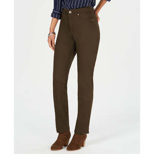 Jeans a Vita Alta Traspiranti a Gamba Dritta da Donna Style & Co, Effetto Contenitivo, Denim Oliva, Taglia 18, Elemento di Moda Semplice - Product Image 1