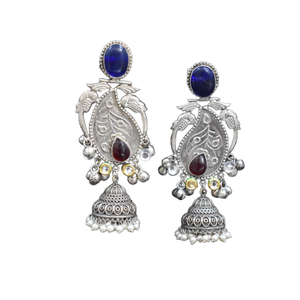 Bijoux de boucles d'oreilles Jhumka Big Stud en argent au design unique pour filles et femmes disponibles à un prix raisonnable en Inde - Product Image 3