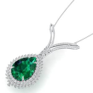 REYES Pendentifs en moissanite personnalisables en or 14 carats Style larme classique Pierre précieuse émeraude Collier de bijoux de créateur à la mode - Product Image 3