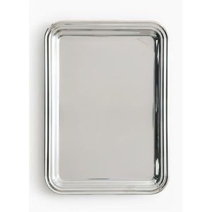 Modern <b>Sand</b>-Cast Metal Serving Tray Large Square <b>Silver</b> Decorative Tray with Integrated Handles Catering Platter Minimalist Tray - Product Image 5