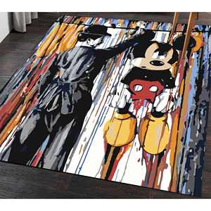 Alfombra de Charlie Chaplin y Mickey Mouse: Arte de Graffiti Colorido, con Pelo Suave - Product Image 1