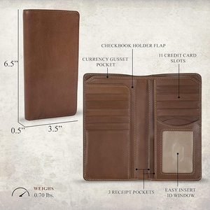 Cartera de cuero genuino para hombre, duradera, elegante, ligera, de alta calidad, con diseño de logotipo personalizado, de longitud larga, hecha en fábrica, precio al por mayor - Product Image 2