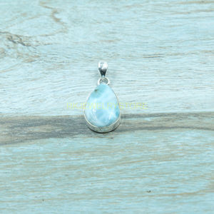 จี้รูปทรงลูกแพร์จากลาริมาร์ธรรมชาติ |   จี้พลอยเพคโทไลต์สีน้ำเงินแท้แบบฝังขอบ |   งานแฮนด์เมด เงินแท้ 925 - Product Image 4