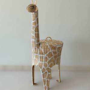 Giraffe <b>lidded</b> container <b>basket</b> rattan hamper bin <b>baskets</b> kids bedroom accessories & organization - Product Image 5