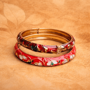 ชุดกำไลข้อมือเคลือบสีแดงเข้มแบบละเอียด - Product Image 6