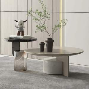 Mesa de centro redonda de Arte de diseño moderno, mesa auxiliar de modelo de pétalo ámbar de apartamento pequeño simple nórdico completo - Product Image 1