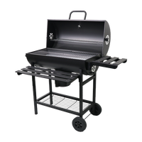 Nouvel Arrivage Barbecue Rôtissoire à Poulet au Charbon de Bois, Chariot de Grill Extérieur en Fût d'Huile Noir