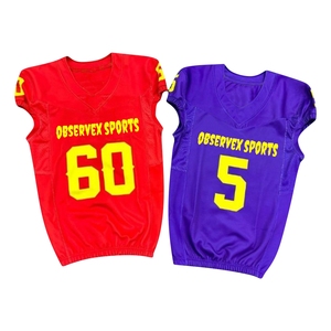 Camiseta de fútbol americano de diseño personalizado precio al por mayor para adultos hombres conjuntos transpirables impresos por sublimación de secado rápido - Product Image 1