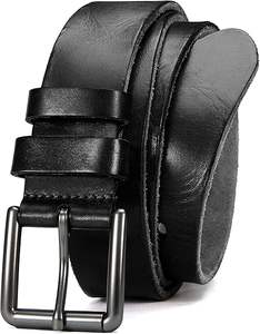 Ceinture en cuir pour homme, lot de 2, ceinture en cuir véritable de vache, boucle à ardillon classique vintage, fabrication artisanale, ceinture de luxe pour homme, best-seller - Product Image 1