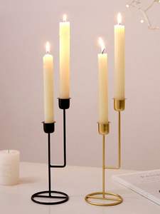 Aluminum Metal Black Finished <b>Pillar</b> 3 Arm Candle Holder Centerpieces Decoration High Quality Candle Holder - Product Image 2