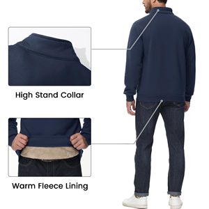Sudadera de hombre de manga larga con cuello redondo de Color sólido de punto de algodón 100% con estampado de logotipo personalizado - Product Image 6